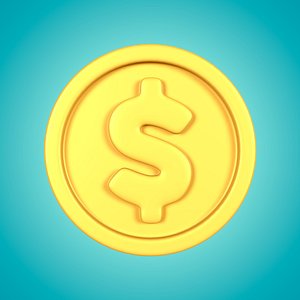 Cartoon Dollar Coin Icon 3D model