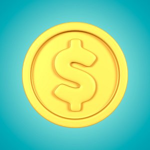 Cartoon Dollar Coin - Money - Icon