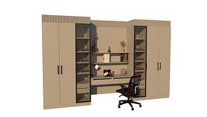 Modern Bedroom Suite with Built-in Study 3D