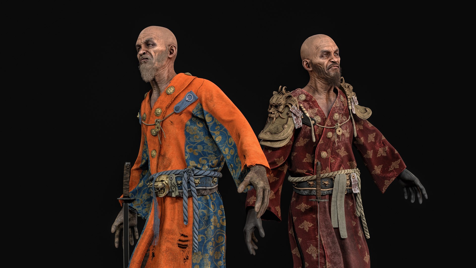 3D Old Samurai model https://p.turbosquid.com/ts-thumb/6T/KXMfHd/G9/desktop13/jpg/1765645488/1920x1080/fit_q87/2f161fbc03e1c8937ad2d6dbd9f259ebe3b7edd6/desktop13.jpg