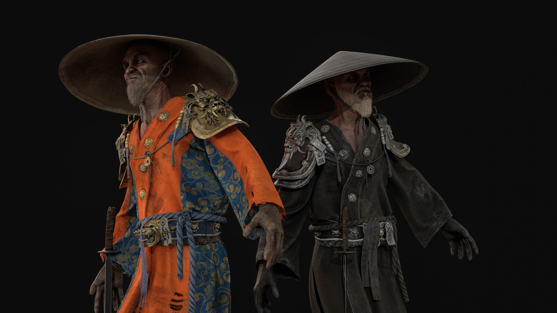 3D Old Samurai model https://p.turbosquid.com/ts-thumb/6T/KXMfHd/GV/desktop8/jpg/1765645404/1920x1080/fit_q87/acadb83824a2eb7343958b6be6cfd6aef40fe381/desktop8.jpg