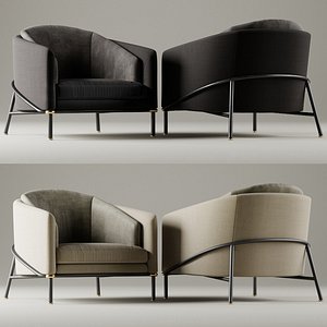 armchair fil noir minotti 3D model