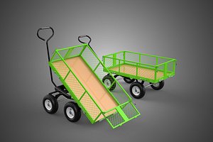 UTILITY TROLLEY CART WAGON TRAILER HAULER DUMP HAND TRUCK GARDEN 3D model