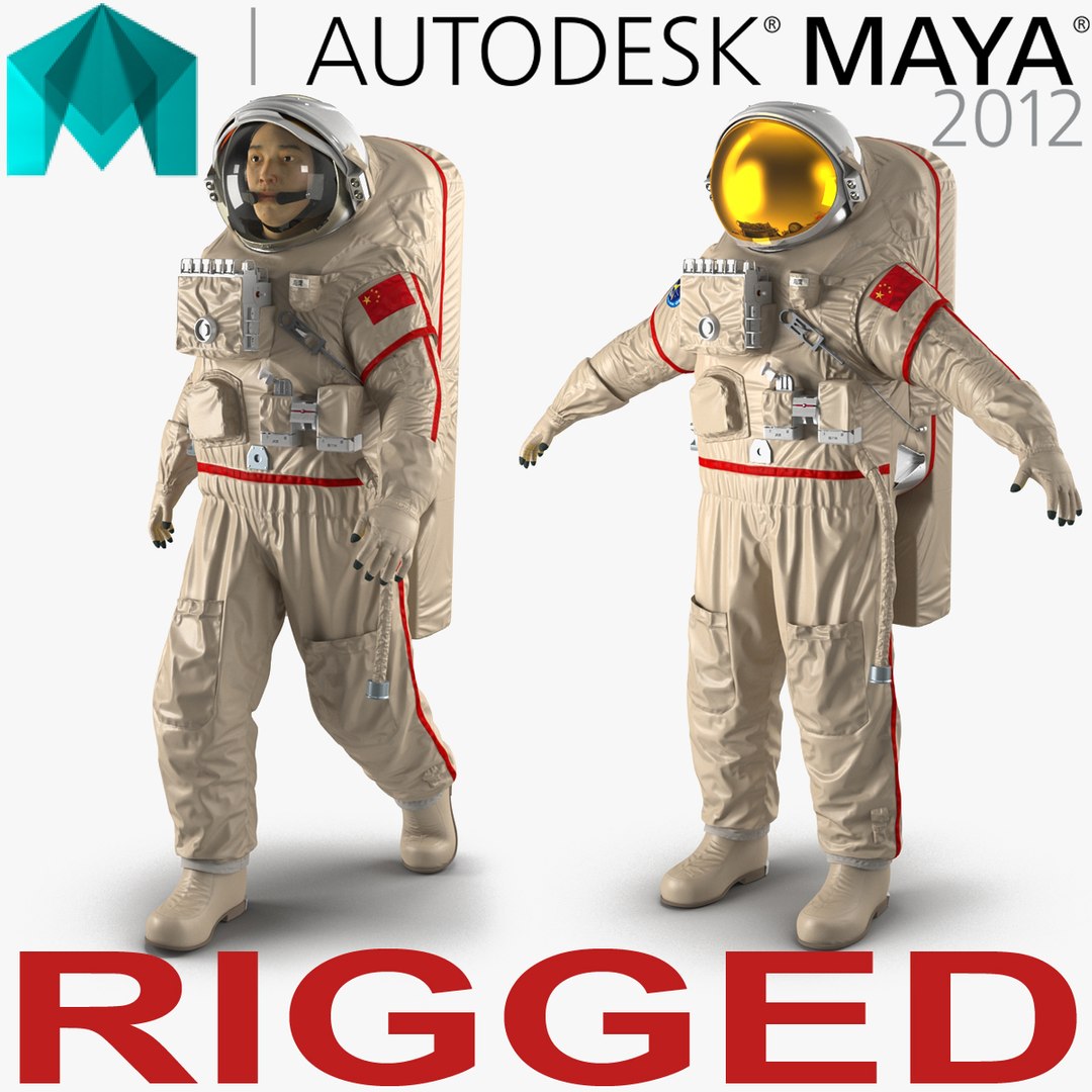 Chinese Astronaut Wearing Space Suit Haiying Rigged for Maya 3D model preview