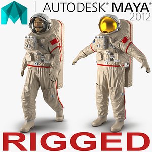 Chinese Astronaut Wearing Space Suit Haiying Rigged for Maya