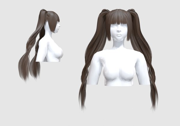 Ponytail Wavy Hair - 3D Model by nickianimations