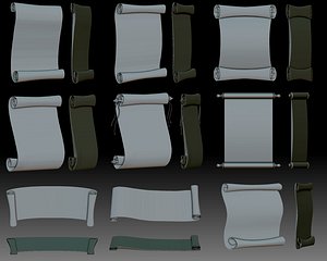 Scrolls bundle 3D relief for CNC router or 3D printer