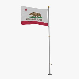 Pole Flag California 3D