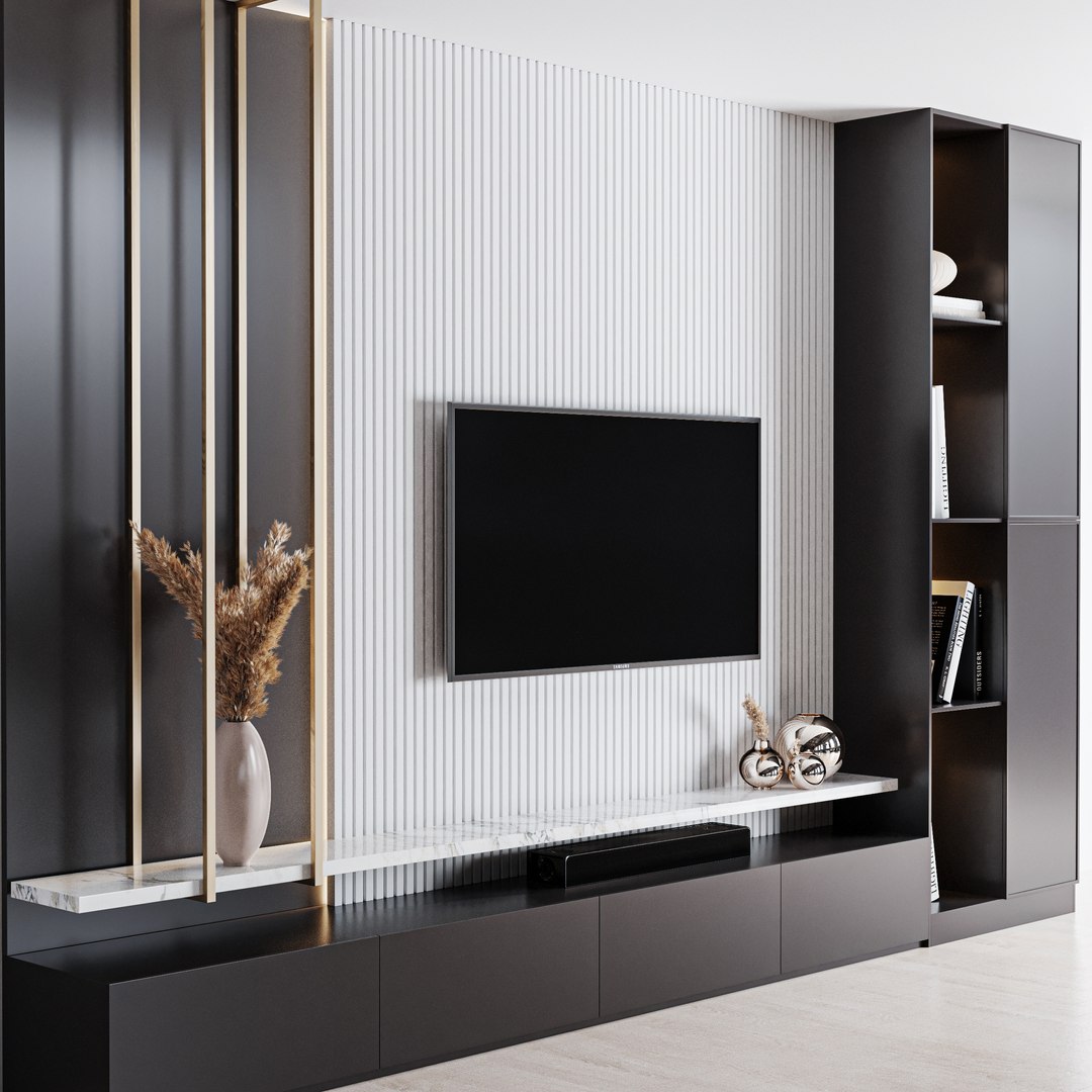 TV Wall 03 Model - TurboSquid 1956234