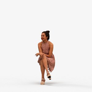 00230Yawan0008 - Adult Indian woman relaxing in formal summer attire at restaurant 3D