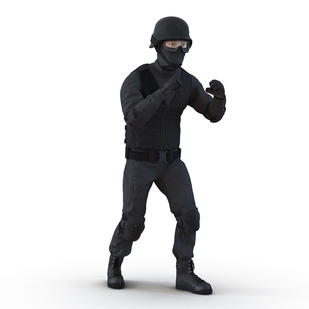 SWAT Man Asian Rigged 2 3D Model 3D model preview