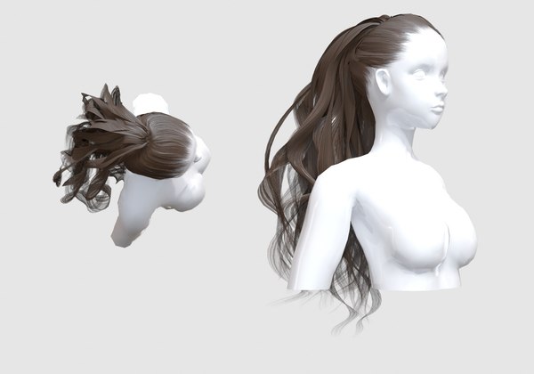 Estilo de cabelo comprido com rabo de cavalo alto preto feminino realista  Modelo 3D - TurboSquid 1817154