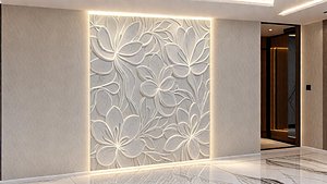 modern panel wall decor set relief stl mural CNC 180 3D model