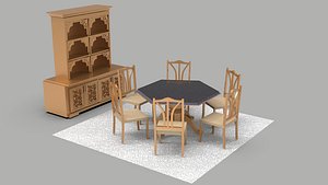 3D Dining Table Set - 02 model