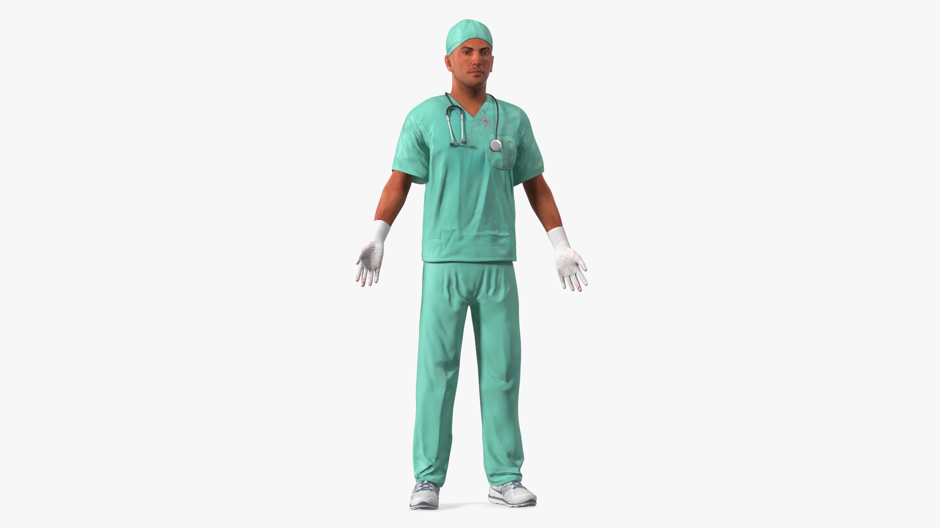 Male Surgeon Doctor Stained Blood Clothes 3D model preview