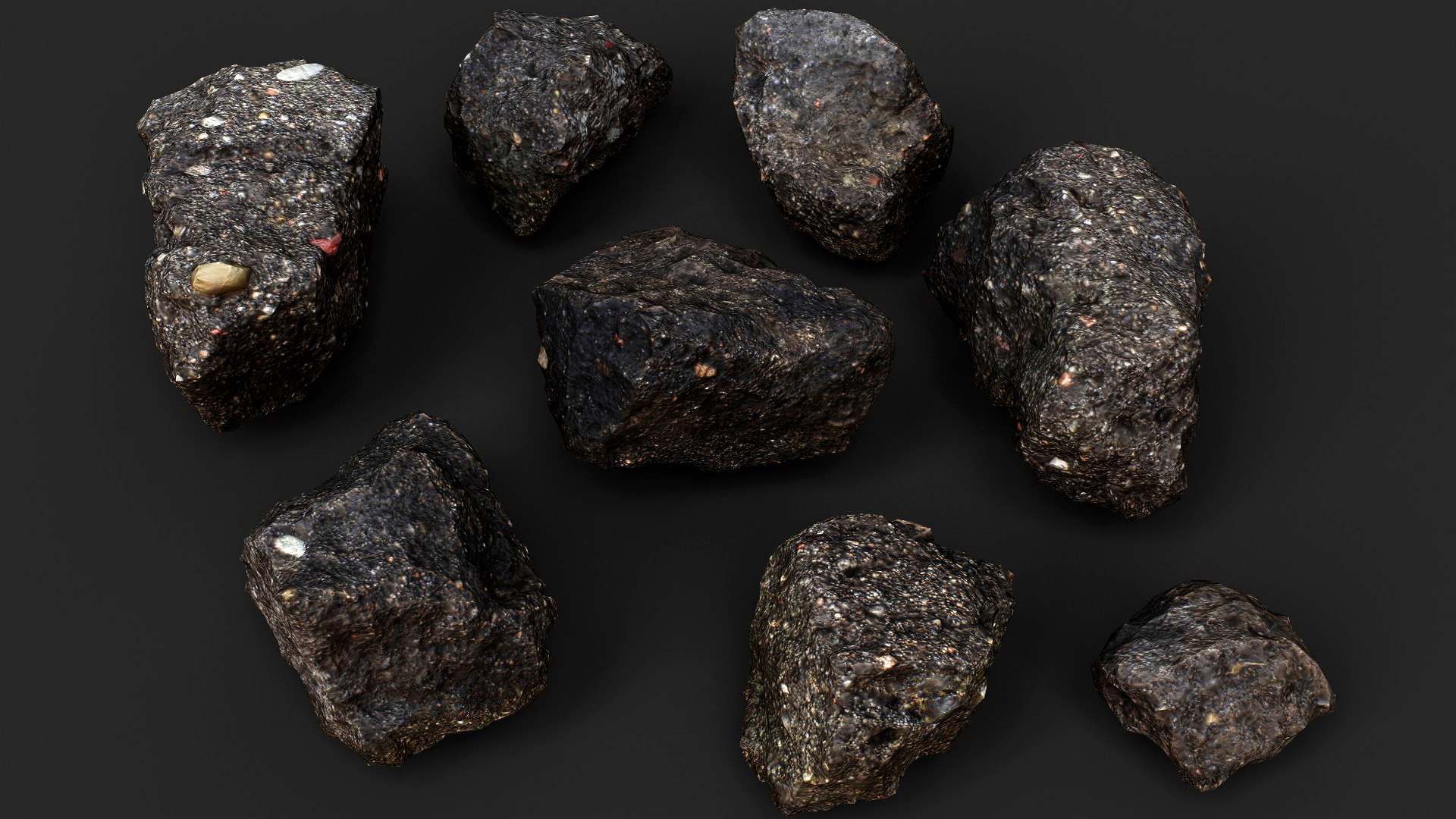 Asphalt Debris Small Shards Scatter Detail PBR Photogrammetry Model ...