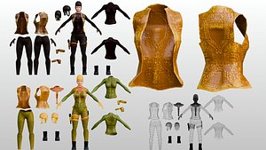3D fighter Girl High Details With 2 Textures