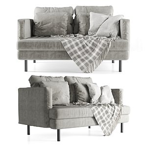 velour double sofa 3D model