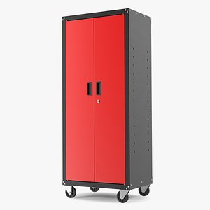 Wheeled Freestanding Garage Cabinet Red