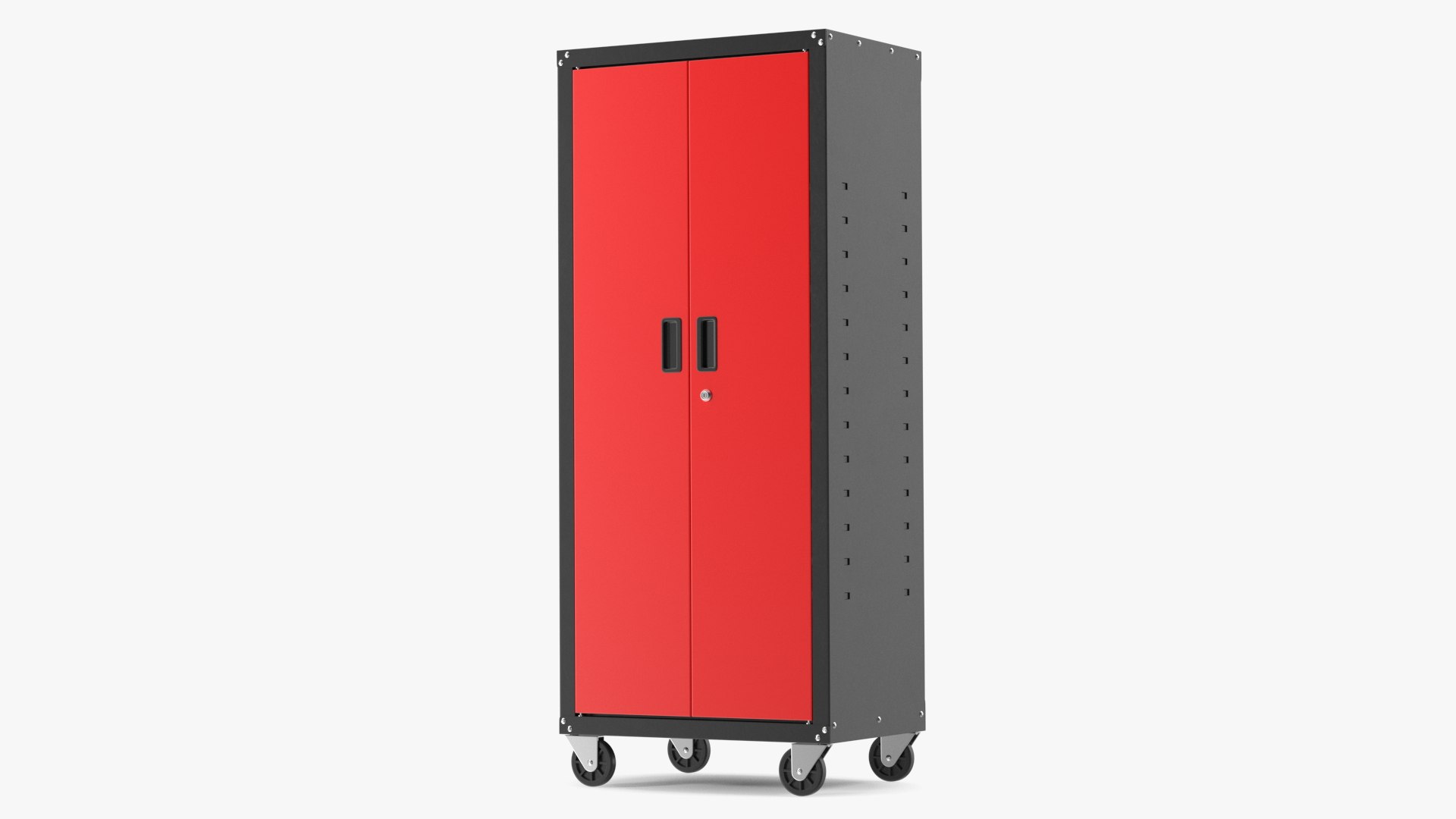 Wheeled Freestanding Garage Cabinet Red 3D model preview