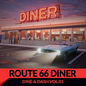 Dine and Dash - American Diner 3D Model 50s Retro Neon Kit