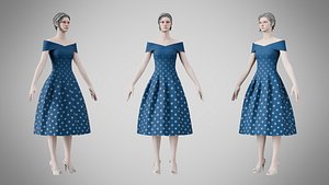 3D Dress 42 Teal Blue