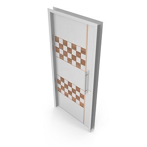 3D Modern Design White Metal Steel Door with Wooden Details model model