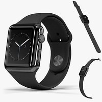 Apple Watch Space Black Stainless Steell Case with Black Sport Band