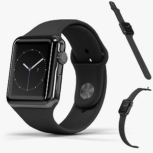Apple Watch Space Black Stainless Steell Case with Black Sport Band