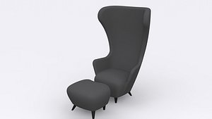 wingback chair stool tom dixon 3d model