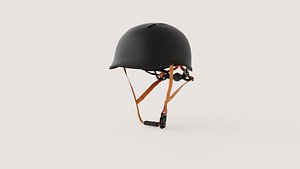 3D Matte Black Urban Bicycle Helmet with Brown Chin Straps