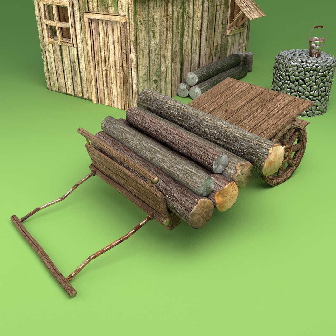 3d rusted wooden hut