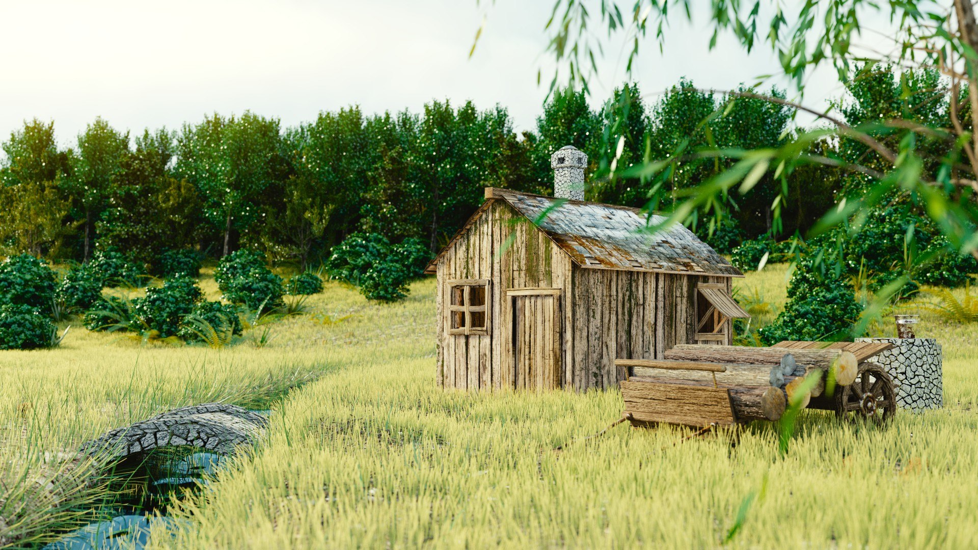 3d rusted wooden hut