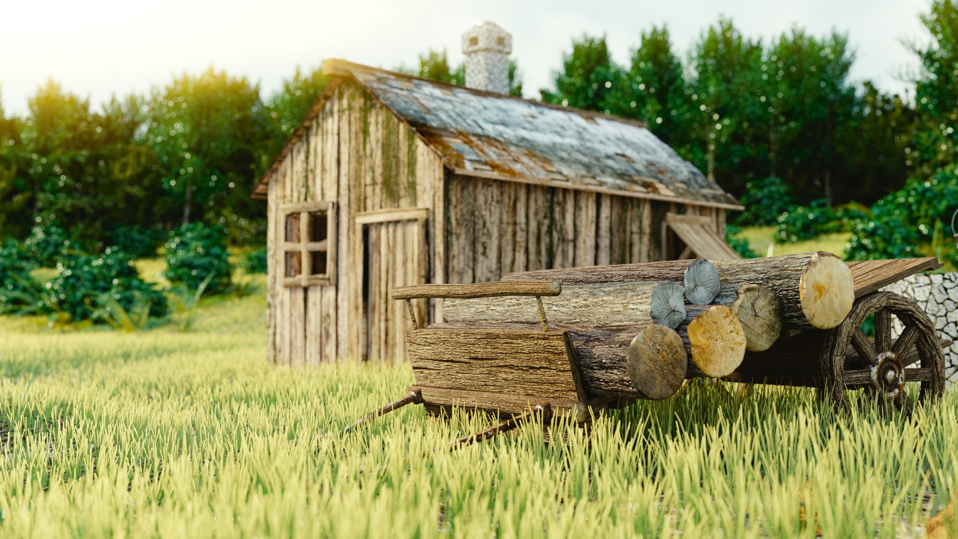 3d rusted wooden hut