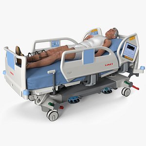 Patient with Ilizarov Apparatus on Bed 3D model