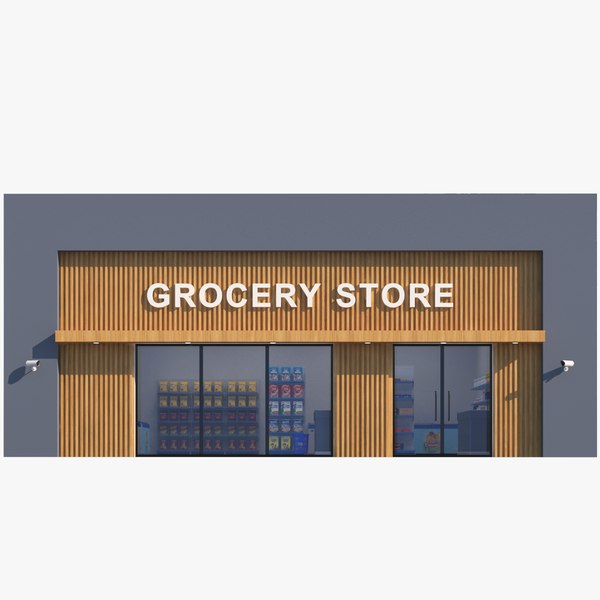3D Interior And Exterior Grocery Store model