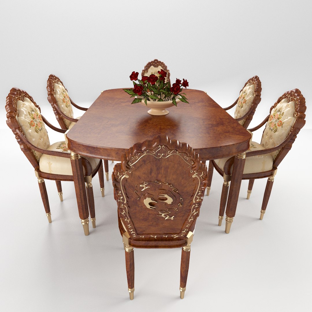 3D Set Table Chairs Model - TurboSquid 1446552