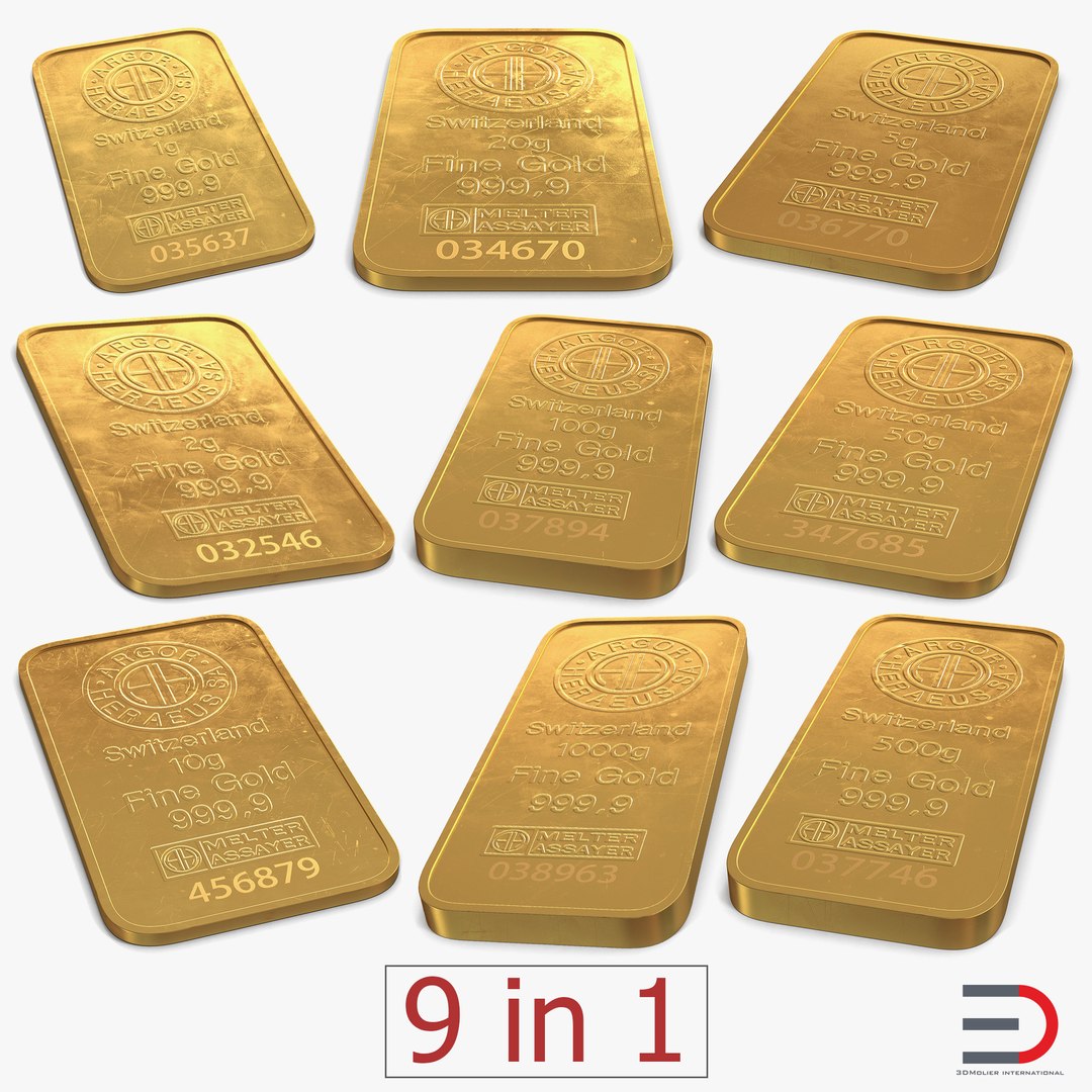 Gold Bars 3D Models Collection 3D model preview