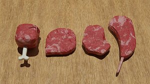 3D Steaks Pack - Low Poly model
