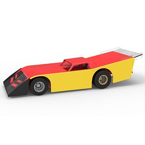 3D Vintage Dirt late model Race car Version 5 Scale 1 to 25