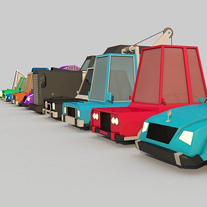 3D Low poly cartoon cars model
