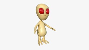3D model Cute Alien A03 Beige Red - Simple - Character Design