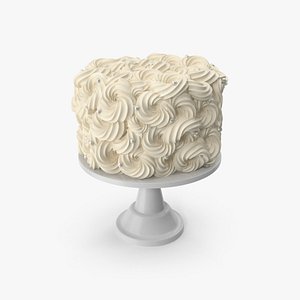 3D White Flower Cake with Pearls