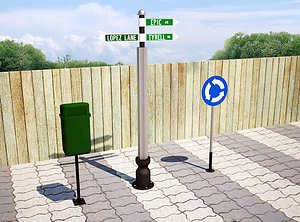 3d model street sign trash