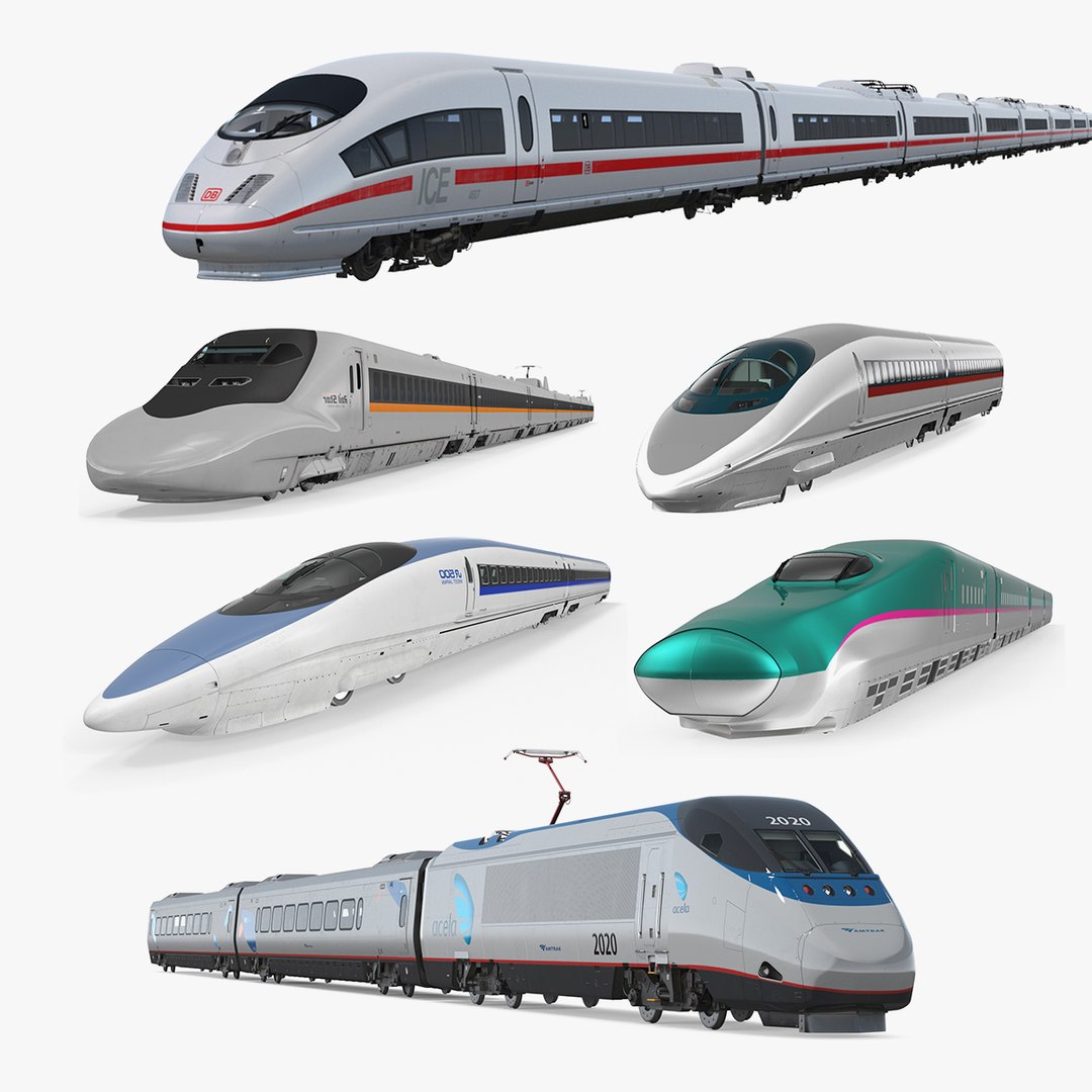 Speed Trains Collection 4 3D model preview