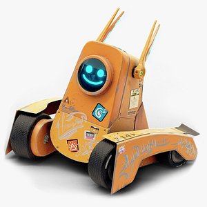 Cute Orange Rover Robot - Game and Film Ready