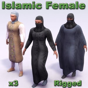 3d arab female rigged model
