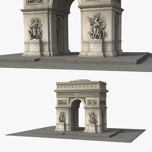 Classical Decorative Gateway Arch Stone on Base 3D model