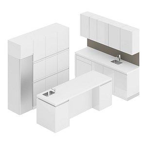 3D white kitchen furniture set model