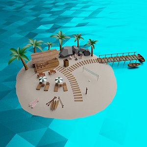 Luxury Beach Island 3D Model 3D model